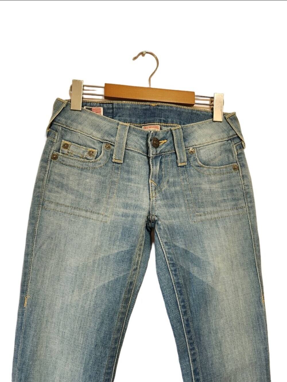 True Religion Caroline Lady Godiva Patch Low Rise Flare Jeans 26 Y2K Rare Grail! - Picture 5 of 11